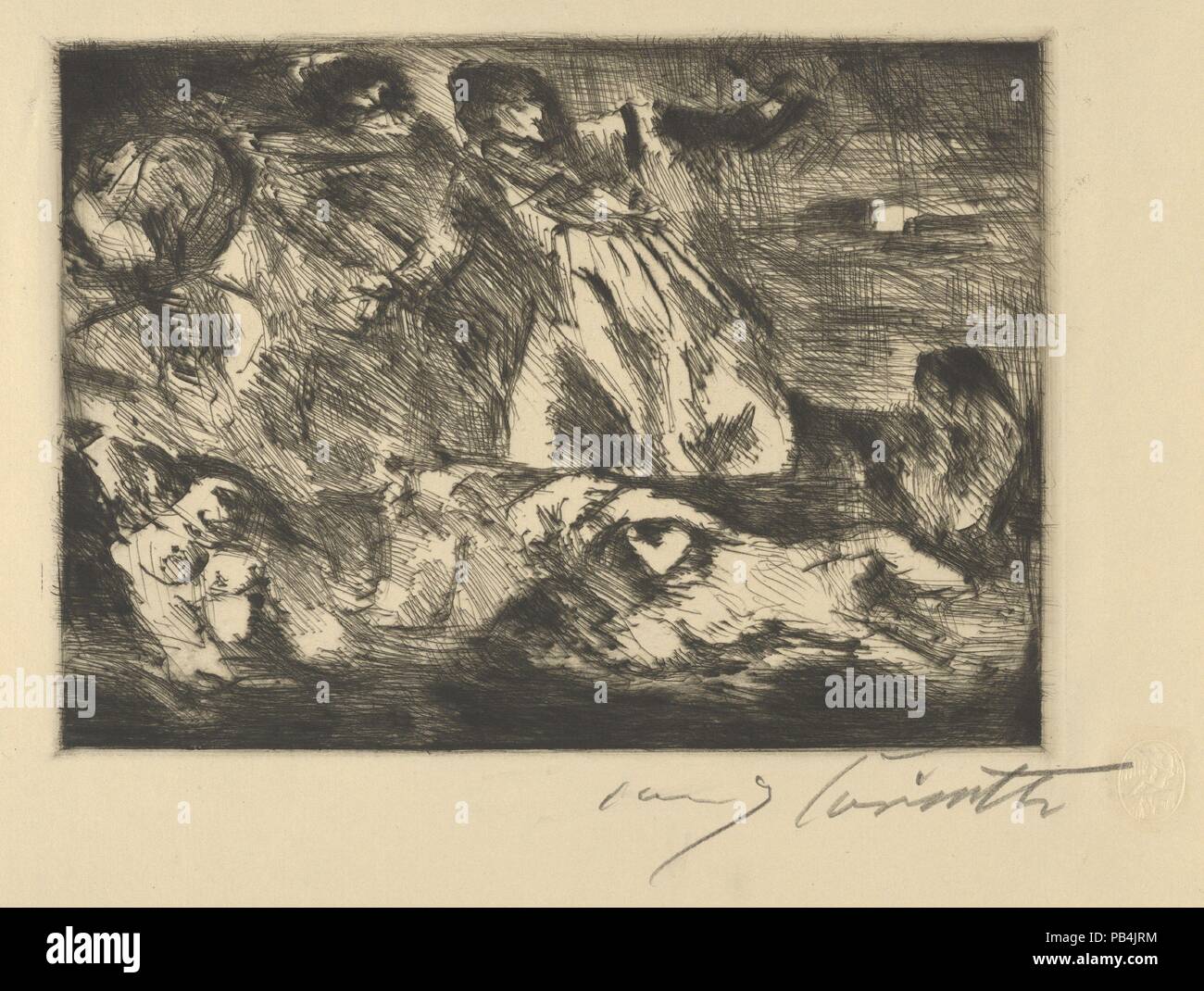 La barque de Dante. Artiste : Après Eugène Delacroix (Français, Charenton-Saint-Maurice 1798-1863 Paris) ; Lovis Corinth (allemand, Tapiau, Prusse 1858-1925 Zandvoort, Hollande). Fiche Technique : Dimensions : 11 x 17 5/8 à 11/16. (29,7 x 44,8 cm). Date : 1920-21. Musée : Metropolitan Museum of Art, New York, USA. Banque D'Images