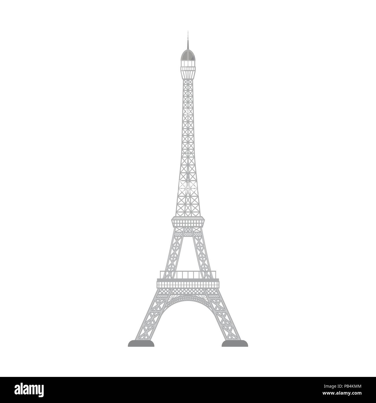 Tour Eiffel en icône design monochrome isolé sur fond blanc. Symbole d'illustration vectorielle stock pays. Illustration de Vecteur