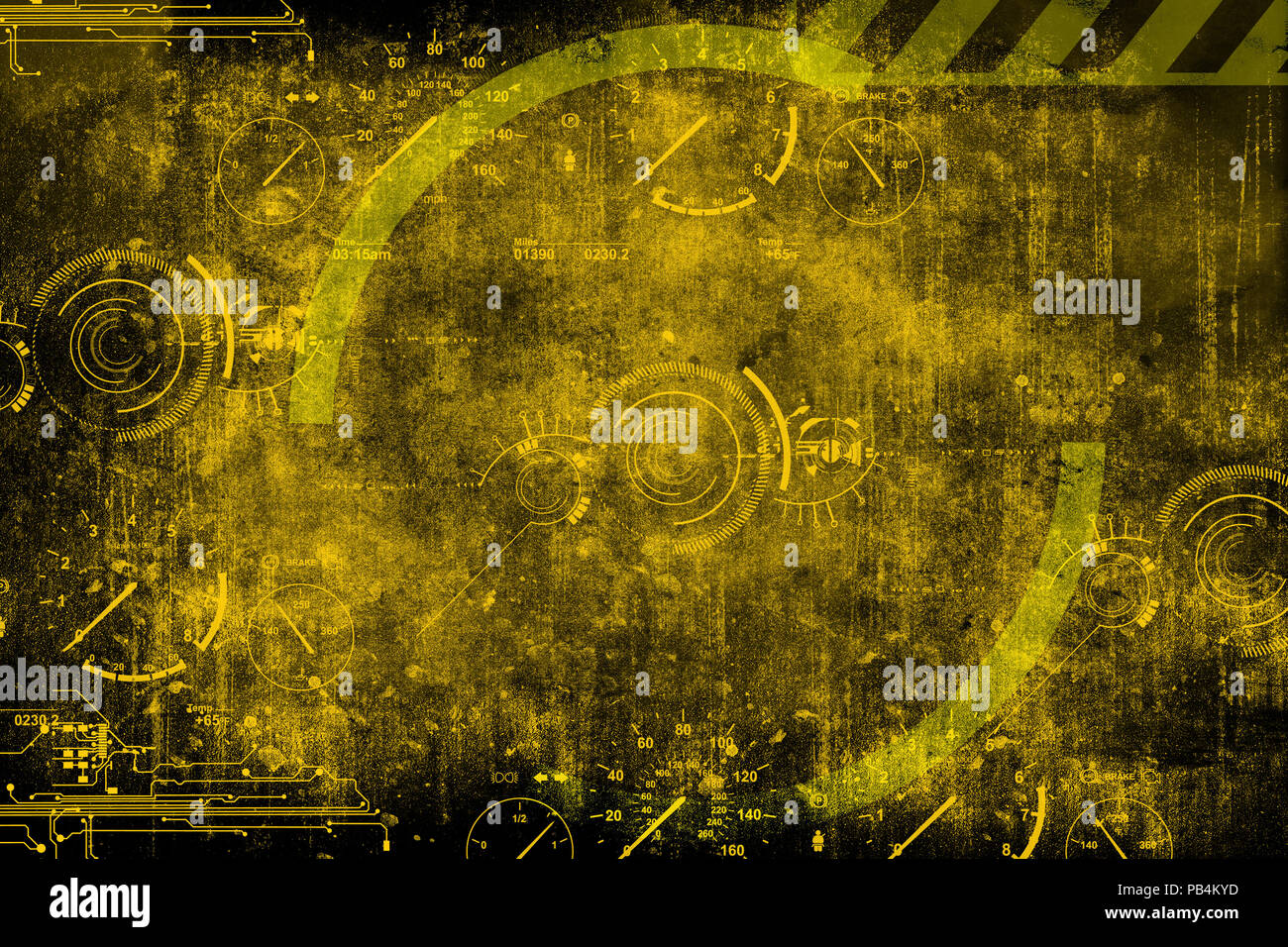 Abstract grunge cyber futuriste technologie historique. Plan directeur de la vieille grungy surface. La conception de la technologie futuriste. Toile de Cyber punk Banque D'Images