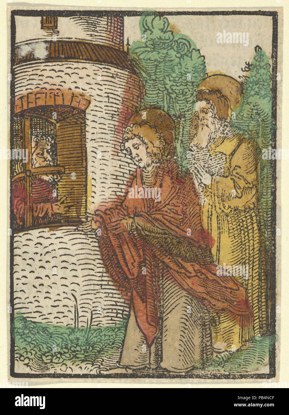 Saint Jean en prison, de Das Plenarium. Artiste : Hans Schäufelein (allemand, Nuremberg ca. 1480-ca. 1540 Nördlingen). Fiche Technique : Dimensions : 3 3/4 x 2 11/16 in. (9,5 × 6,8 cm). Editeur : Adam Petri (allemand, actif, Bâle 1507-27). Date : 1517. Musée : Metropolitan Museum of Art, New York, USA. Banque D'Images