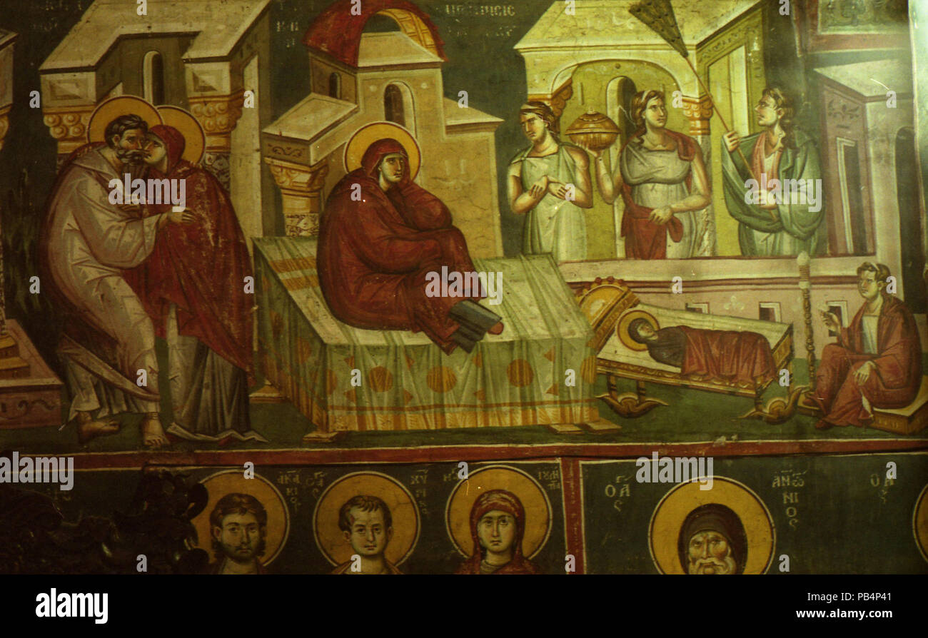 1157 peintures dans l'église de la Théotokos Peribleptos Ohrid de 0240 Banque D'Images