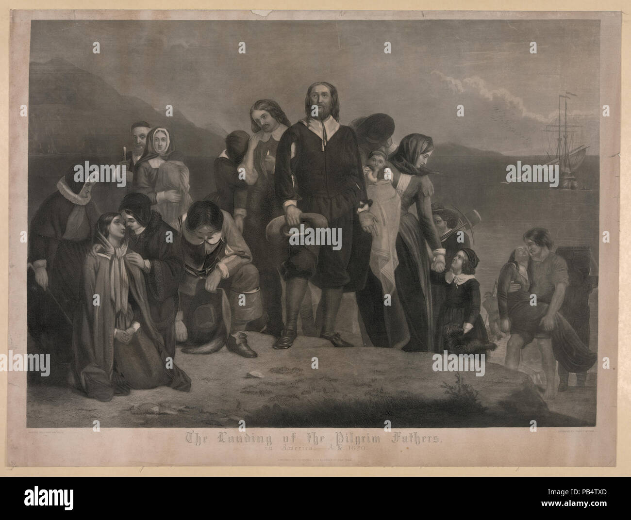 Le débarquement de 1649 les Pères pèlerins, en Amérique. A.D. 1620 RCAC2003671548 Banque D'Images