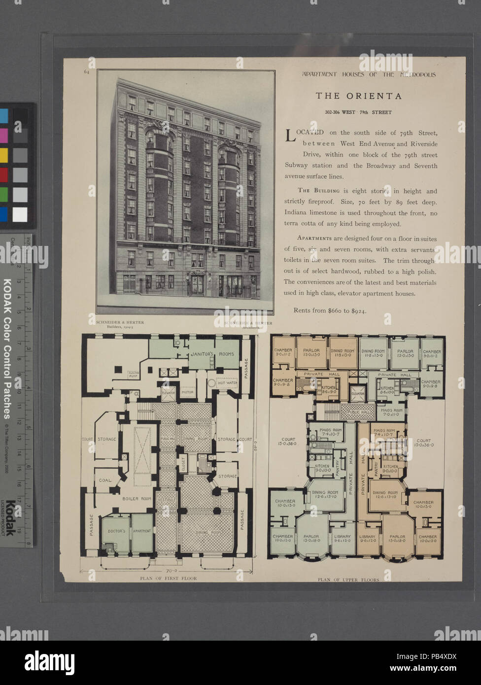 1663 L'Orienta, 302-306 West 79th Street ; Plan d'étage ; plan d'étages supérieurs (NYPL b12647274-464748) Banque D'Images