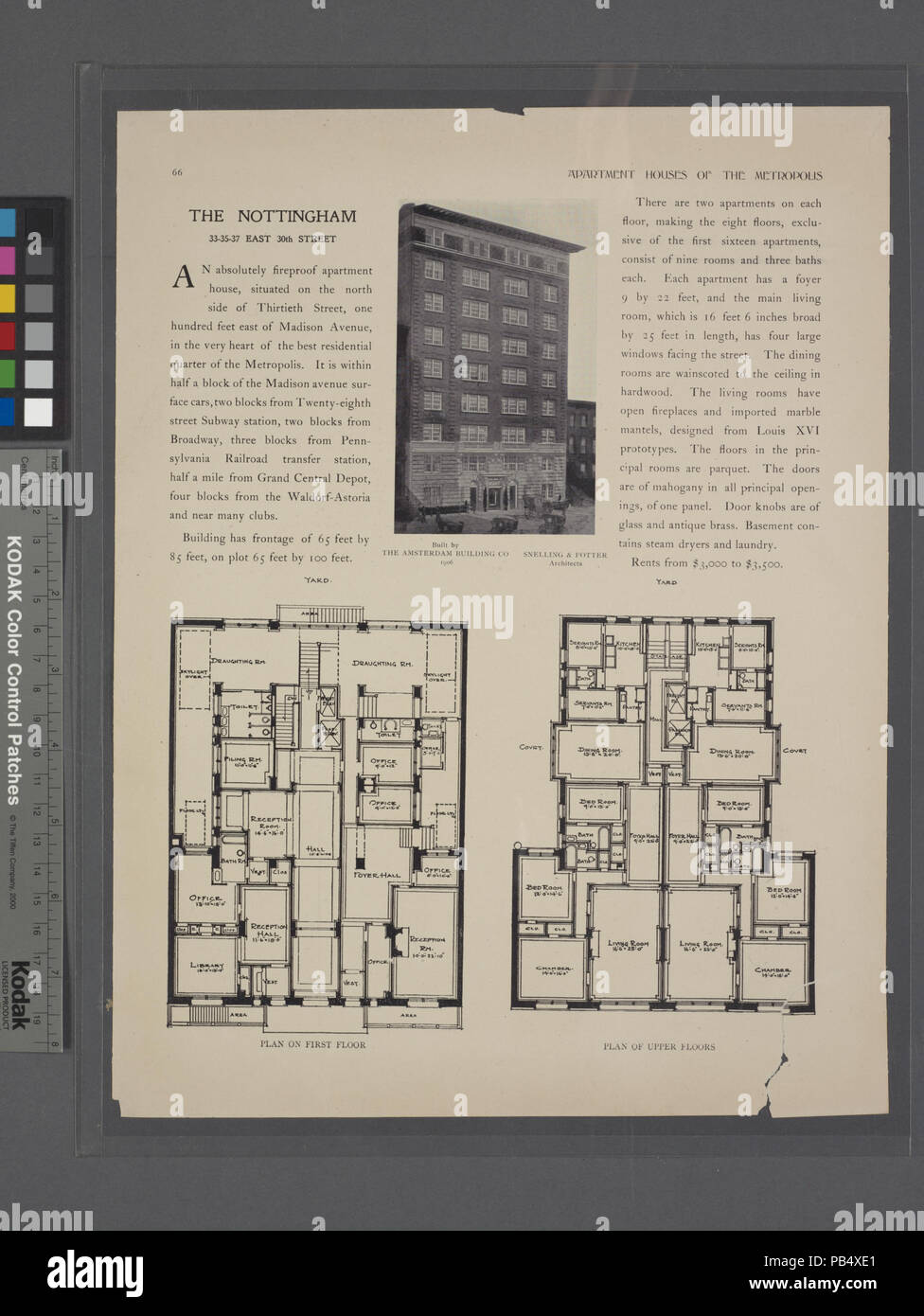 1660 La Nottingham, 33-35-37 East 30th Street ; Plan d'étage ; plan d'étages supérieurs (NYPL b12647274-464750) Banque D'Images