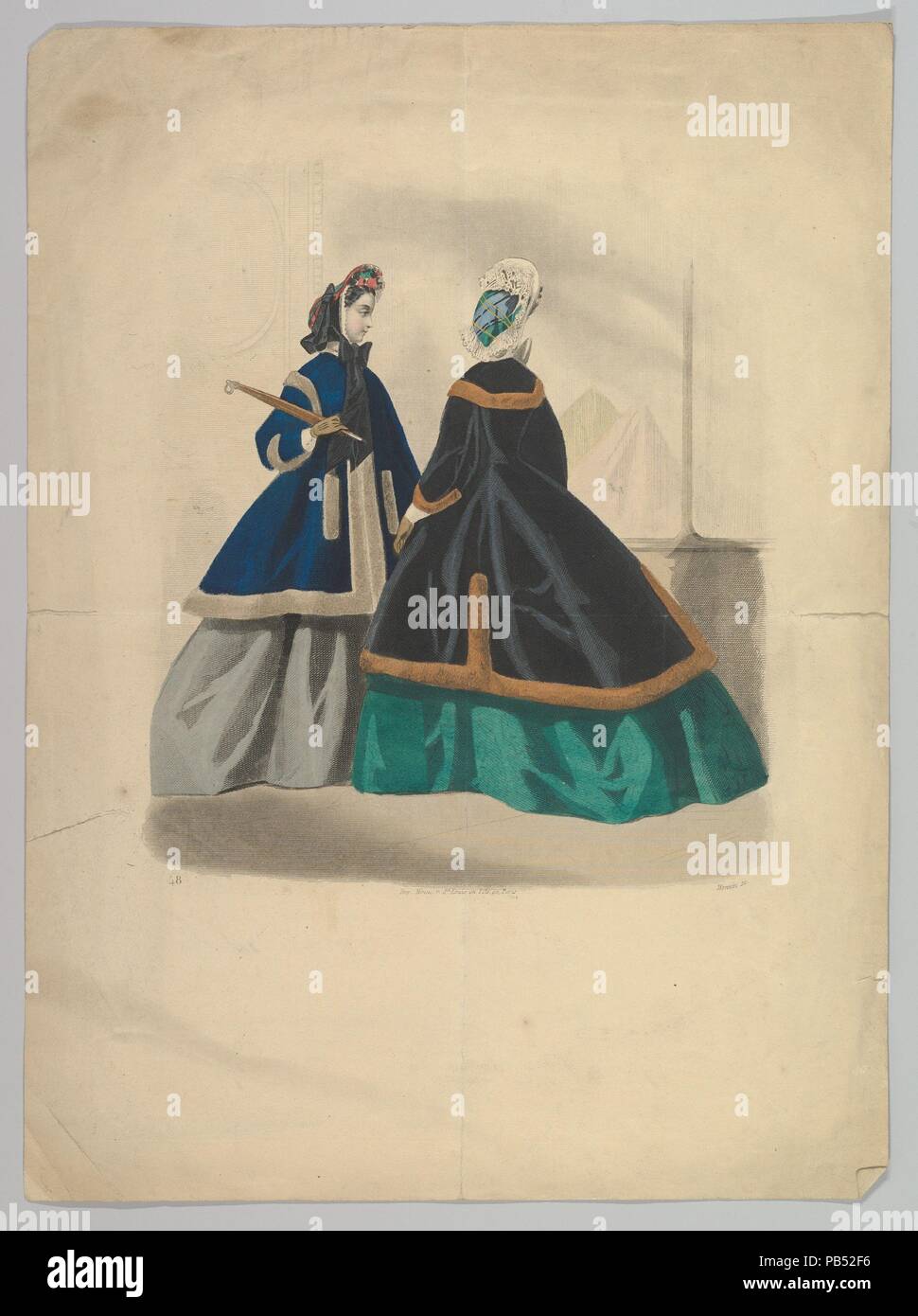 Deux femmes portant des couches. Artiste : Anonymous, le français, 19e siècle ; 19e siècle Monnin, active (Français). Fiche Technique : Dimensions : 13 x 10 11/16 1/16 in. (34,8 x 25,6 cm). Impression : Imprimerie Moine. Date : 1863-64. Musée : Metropolitan Museum of Art, New York, USA. Banque D'Images