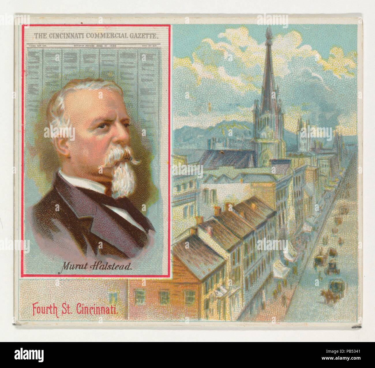 Murat Halstead, le Cincinnati Commercial Gazette, à partir de la série des éditeurs américains (N35) pour Allen & Ginter Cigarettes. Fiche Technique : Dimensions : 2 7/8 x 3 1/4 in. (7,3 x 8,3 cm). Editeur : Publié par Allen & Ginter (Américain, Richmond, Virginie). Date : 1887. Les cartes de la série 'American Editors' (N35), publié en 1887 dans un jeu de 50 cartes pour promouvoir Allen & Ginter cigarettes d'une marque. Cette série est une version plus grande de la 'American Editors' set (N1), y compris la petite carte correspondante avec la conception d'autres images ajoutées. Musée : Metropolitan Museum of Art, New York, USA. Banque D'Images