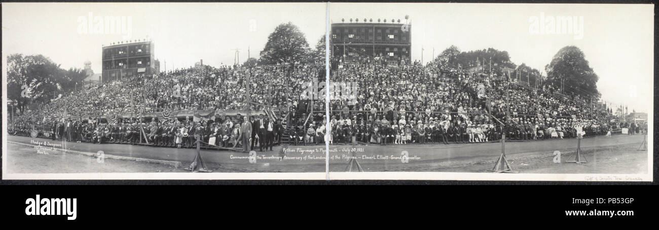 1238 Pythian Pèlerinage à Plymouth, le 30 juillet 1921, pour commémorer le tricentenaire anniversaire du débarquement des pèlerins ; Elmer L. Elliott, Grand Chancelier RCAC2007663436 Banque D'Images