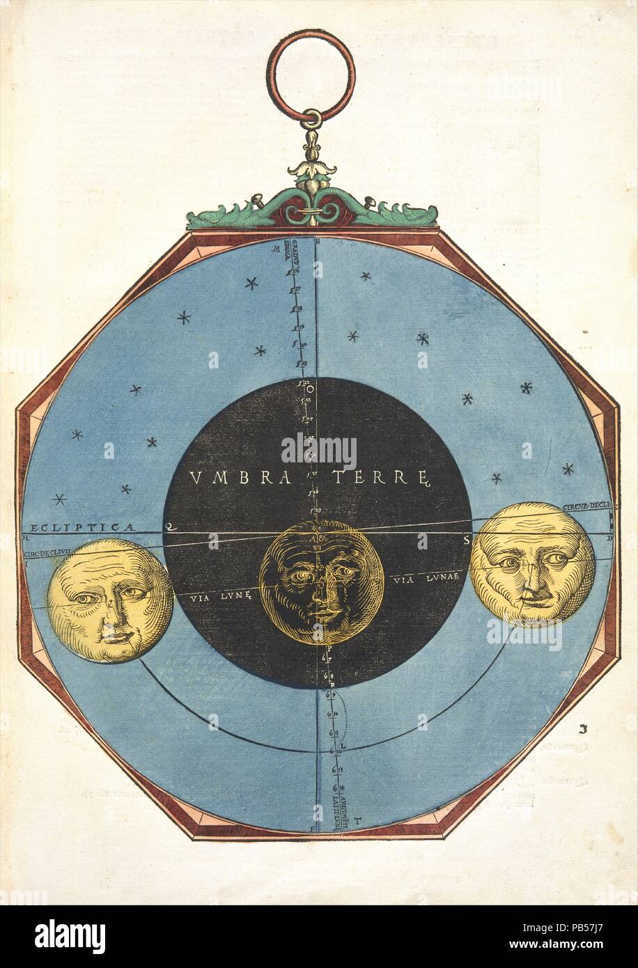 Astronomicum Caesareum. Artiste : Michael Ostendorfer (allemand, ( ?) ca. 1490-1549 Ratisbonne). Auteur : Petrus Apianus (allemand, actif 1526-40) , allemand, 1495-1552. Dimensions : 17 × 12 × 7/8 11/16 1 5/16 in. (45,4 × 32,3 × 3,3 cm). Imprimante : Georg et Petrus Apianus (allemand). Date : mai 1540. Cette plus somptueux de tous les manuels instructifs Renaissance a expliqué l'utilisation de l'astrolabe (pour le calcul de l'altitude d'étoiles) et d'autres instruments utilisés pour le calcul des positions planétaires. L'auteur, astronome de la cour à l'Empereur Charles V, a aussi fourni de nouvelles observations sur la comète de Halley (1531 Co Banque D'Images