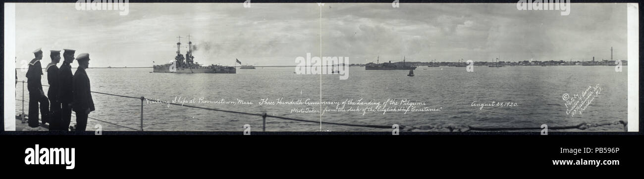 1822 navires en visite à Provincetown, Massachusetts, trois centième anniversaire de l'arrivée des pèlerins ; photo prise depuis la passerelle du navire anglais "constance", le 29 août 1920 RCAC2007664309 Banque D'Images