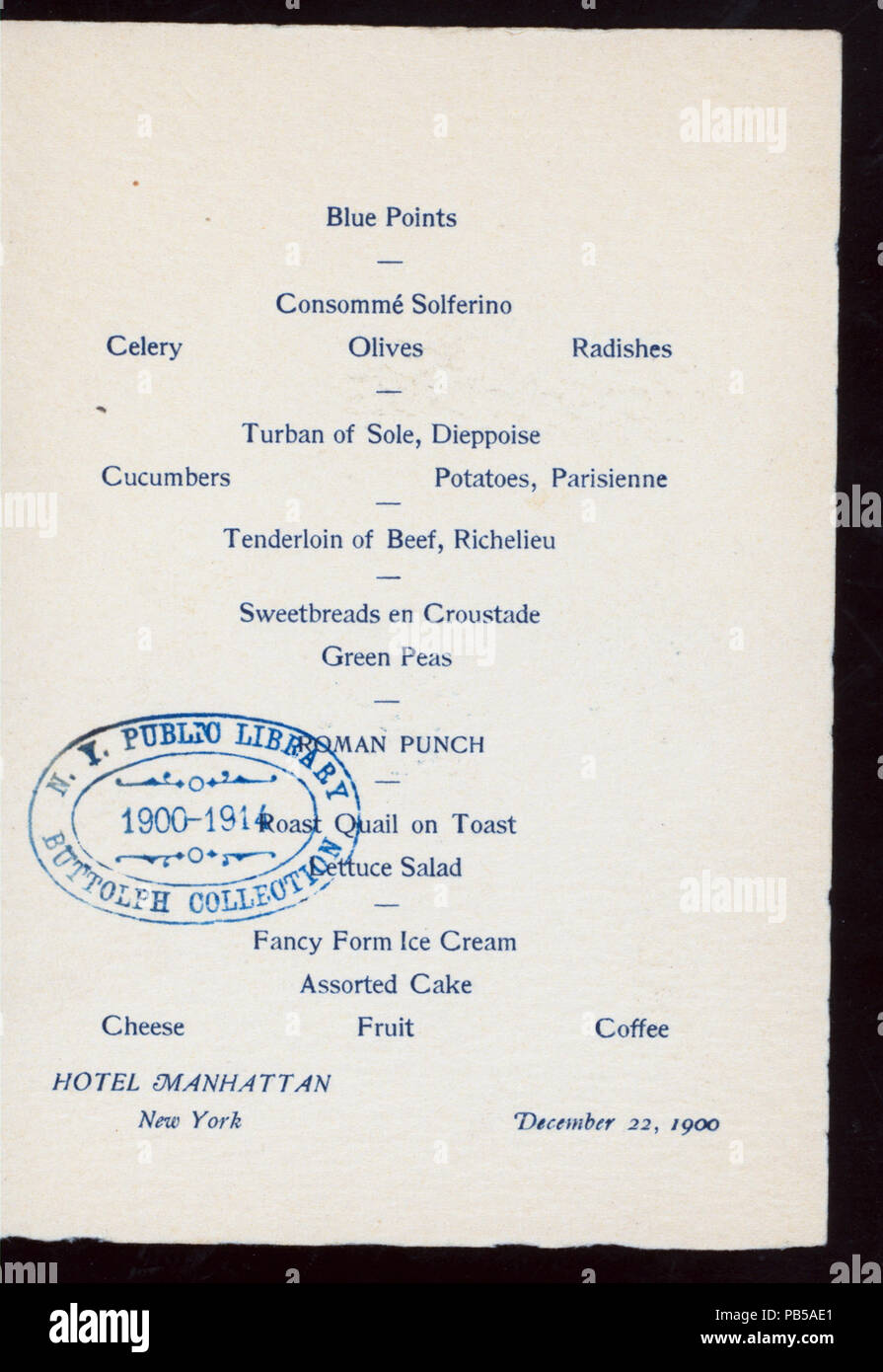 1779 VINGTIÈME ANNIVERSAIRE DÎNER (tenue par) C. R.N.Y.CATÉGORIE DE '80 (at) "L'hôtel de Manhattan, NY" (hôtel ;) (NYPL)-275223-4000011828 Hades Banque D'Images