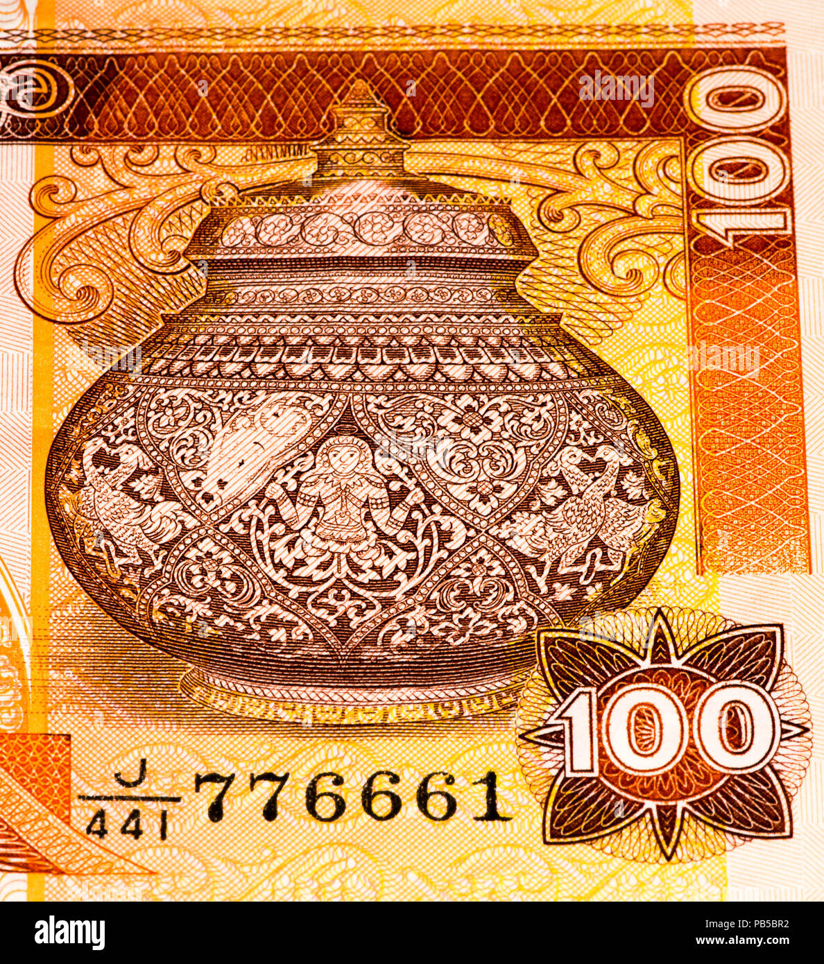 100 roupie sri-lankais bank note. La monnaie nationale est roupies de Sri Lanka Banque D'Images