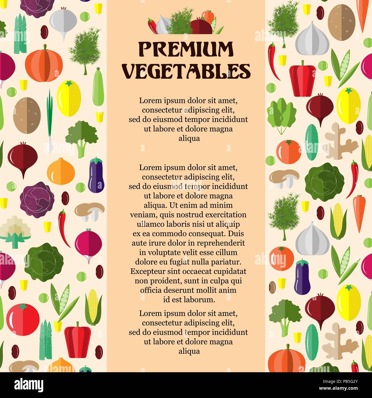 Poster avec légumes colorés. Modèle pour l'emballage, cartes, posters, et menu. Télévision vector illustration Illustration de Vecteur