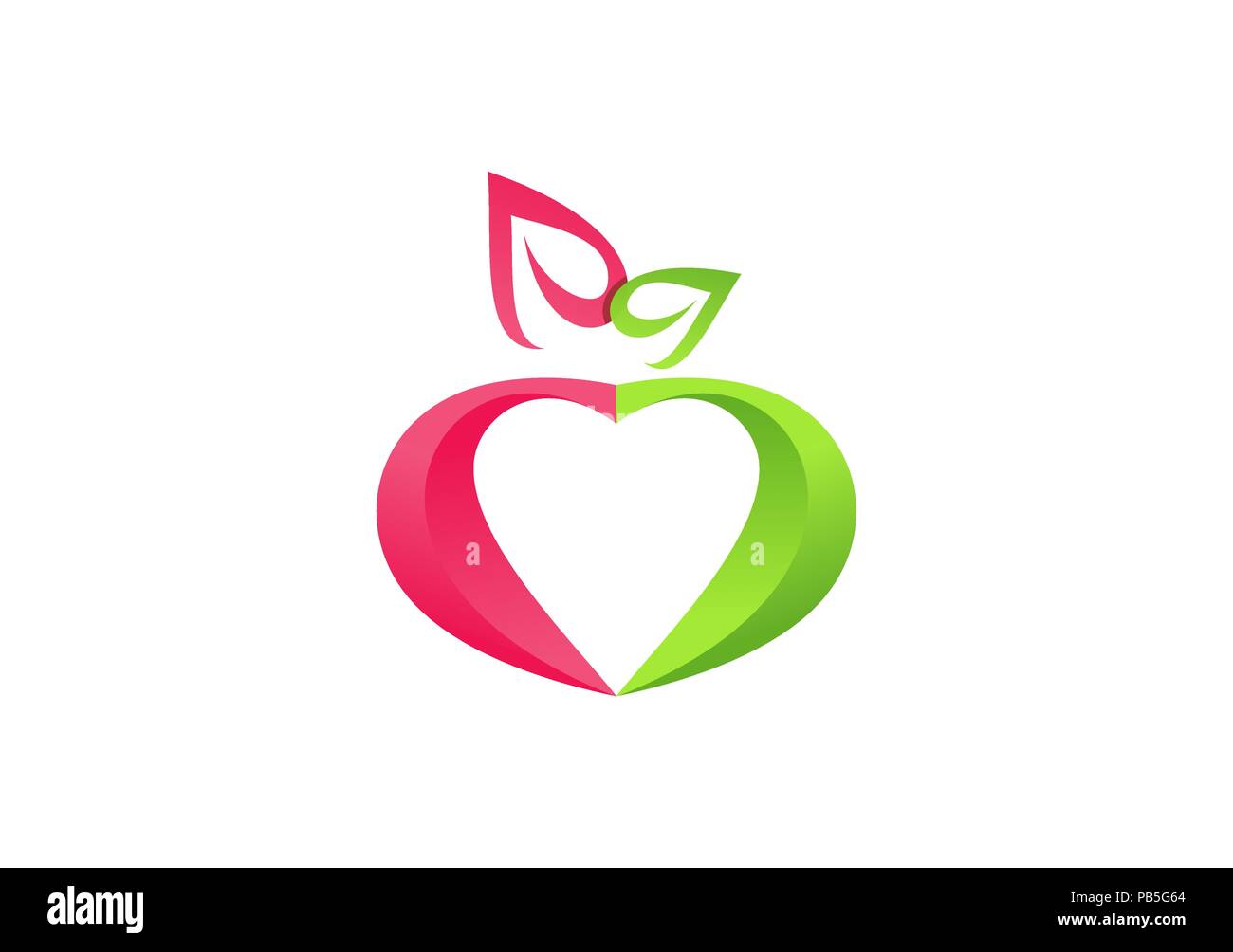 Logo coeur en santé de fruits frais, de la santé bien-être l'icône Apple symbole coeur logotype design vectoriel Illustration de Vecteur