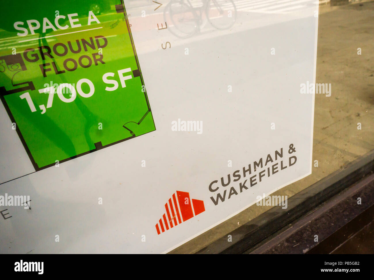 Propriété vacante représenté par la société immobilière Cushman & Wakefield, dans le quartier de Chelsea à New York le Mardi, Juillet 24, 2018.Le géant de l'immobilier a déposé pour un premier appel public à l'épargne. ( Â© Richard B. Levine) Banque D'Images