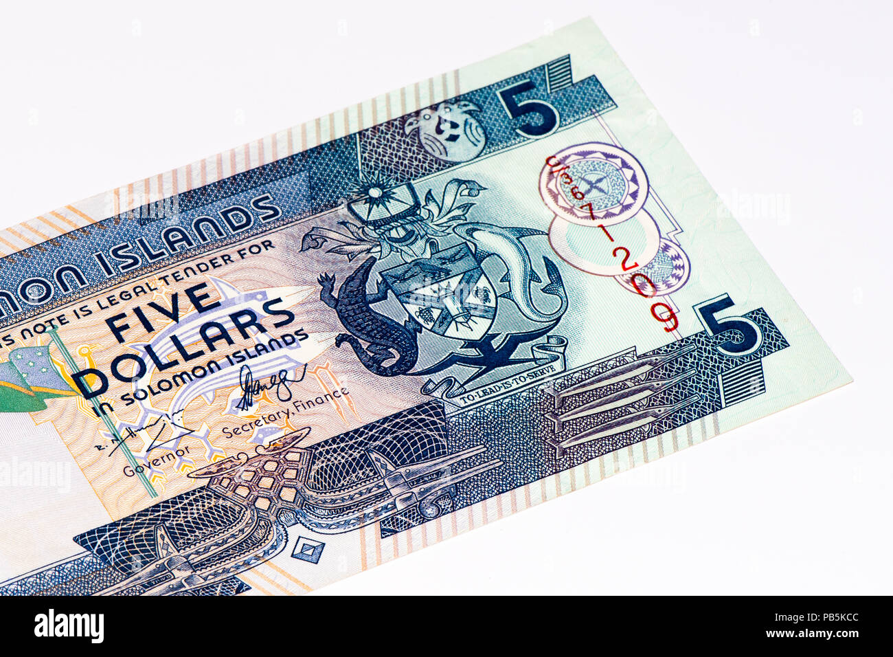 5 dollar des Îles Salomon billet de banque. Dollar des Îles Salomon est la  monnaie nationale Photo Stock - Alamy