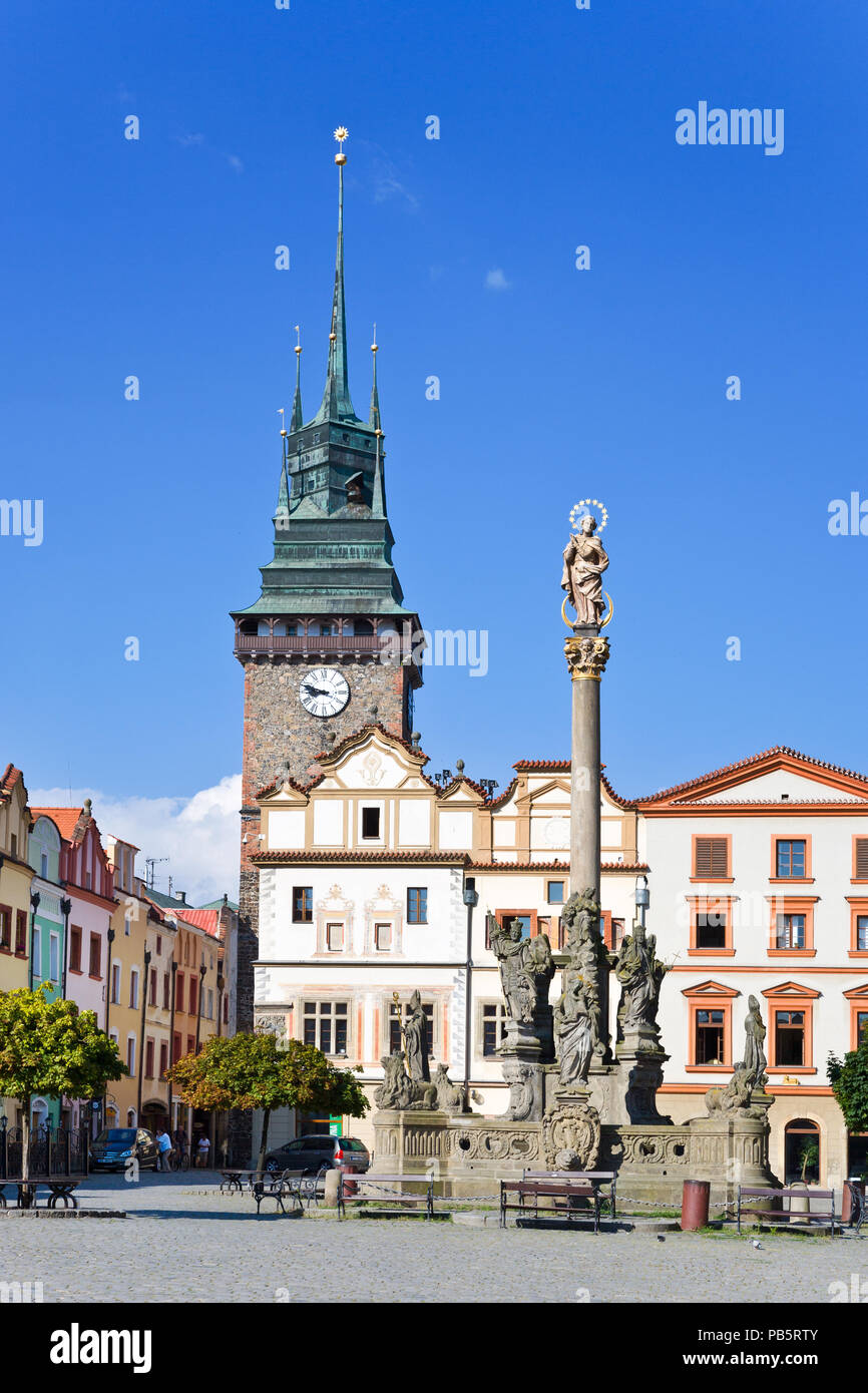 La colonne mariale, Green gate, Pardubice, République tchèque, la Bohême de l'Est Banque D'Images