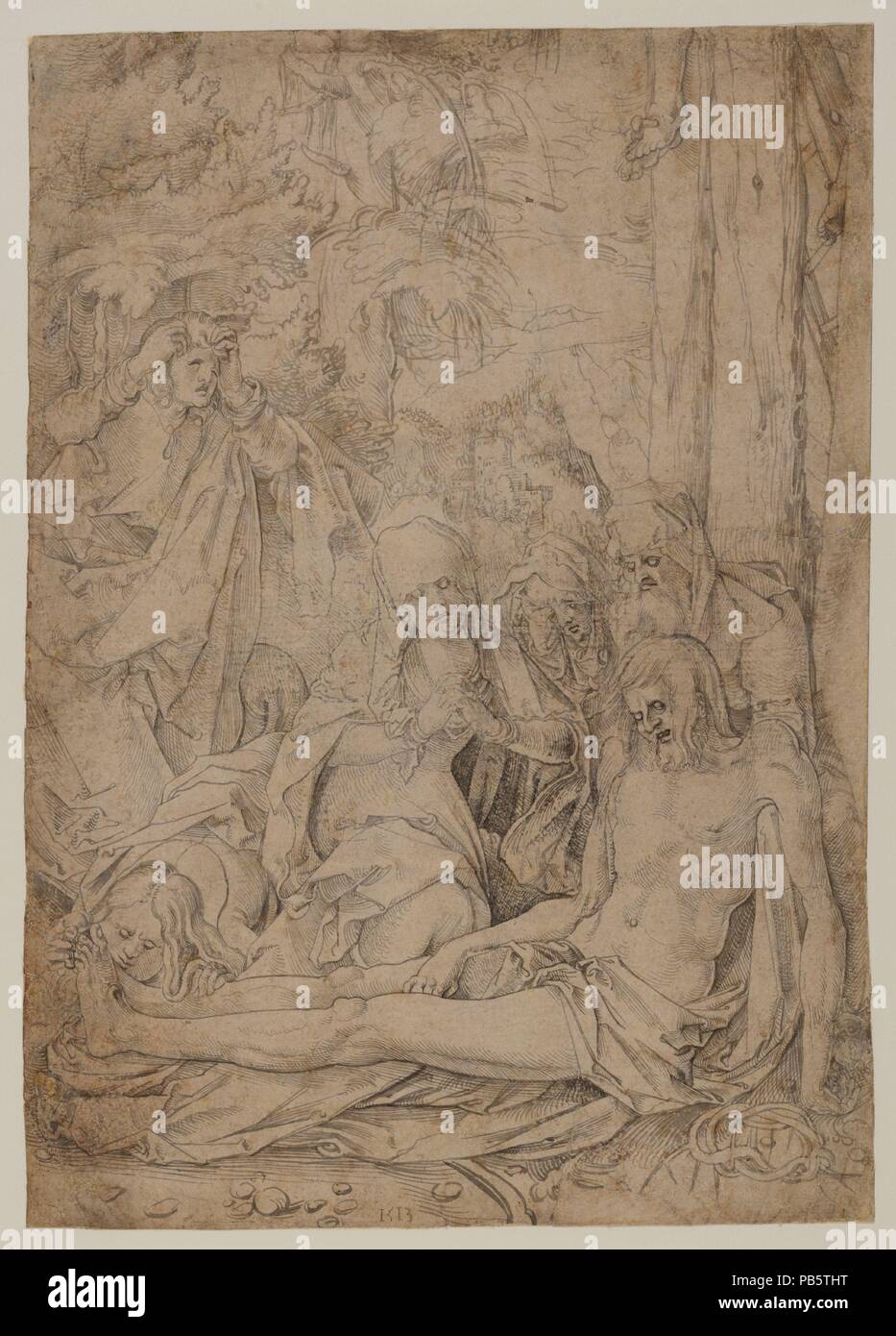 La Déploration du Christ. Artiste : Hans Baldung Grien de cercle (allemand, 1484-1545). Culture : l'allemand. Dimensions : 12 x 8 3/8 à 13/16. (31,4 x 22,4 cm). Date : ca. 1513. Jusqu'à récemment, ce dessin en situation fragile a été pensé pour avoir été une étude par Baldung pour une lamentation peinte (Landesmuseum Ferdinandeum, Innsbruck). Il est maintenant considéré comme une copie d'un dessin, qui s'Baldung perdu était vraisemblablement préparatoire à la peinture d'Innsbruck. L'existence aujourd'hui de plusieurs autres dessins relatifs à la variante de la même photo témoignent de sa large popularité dans le seizième siècle. Musée : Metrop Banque D'Images