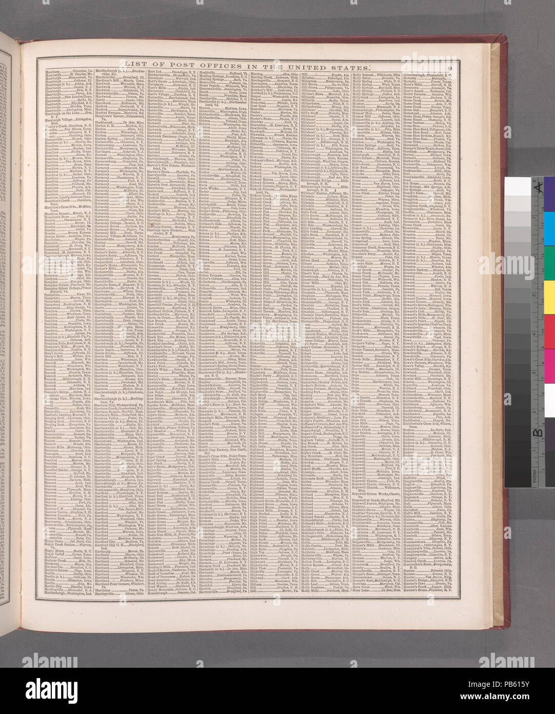 924 Liste des bureaux de poste dans les États-Unis. (H) (NYPL)13663520-1510847 b Banque D'Images