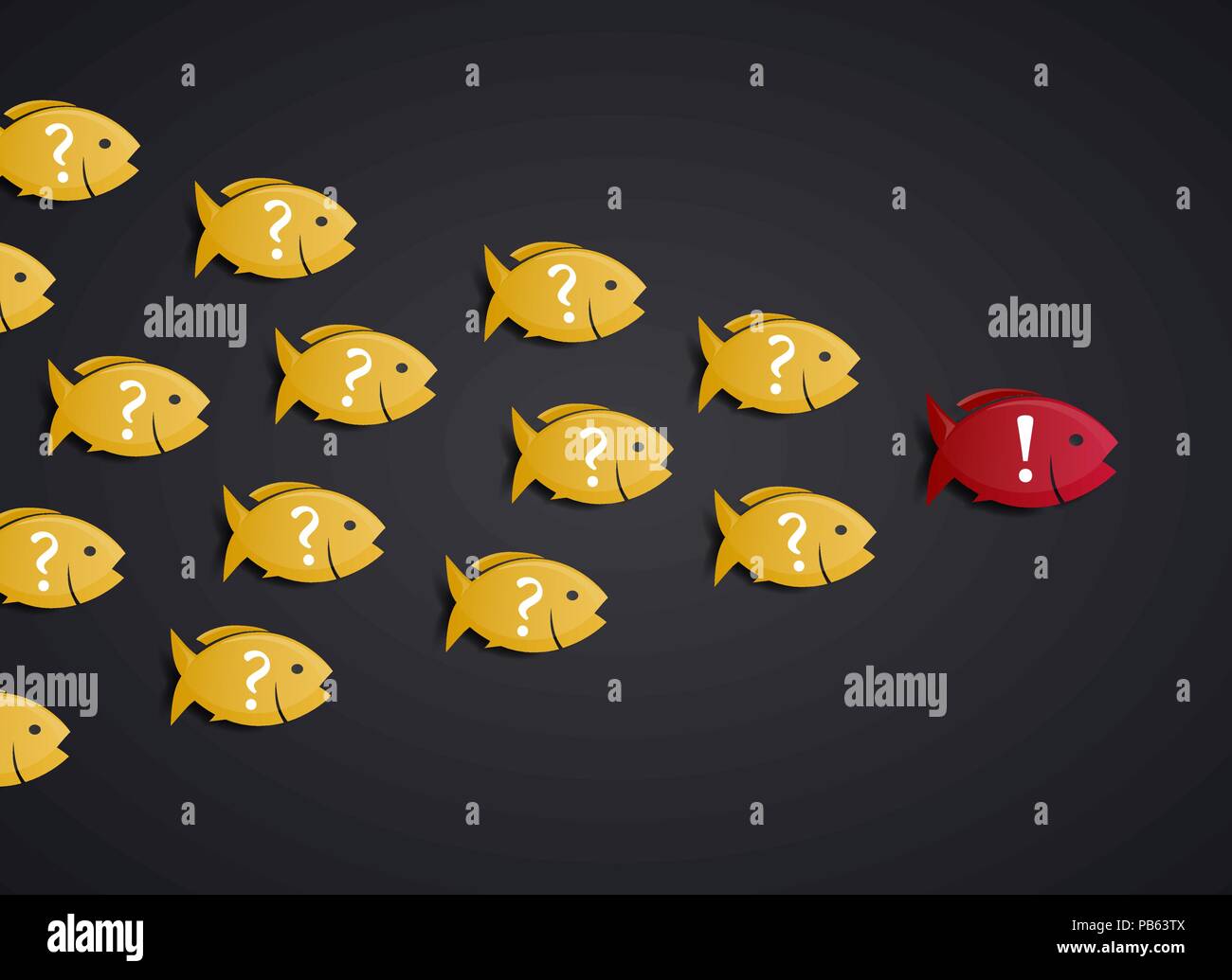 Démontrer l'essaim de poissons concept de leadership. Votre équipe a besoin de vous pour être un leader Illustration de Vecteur