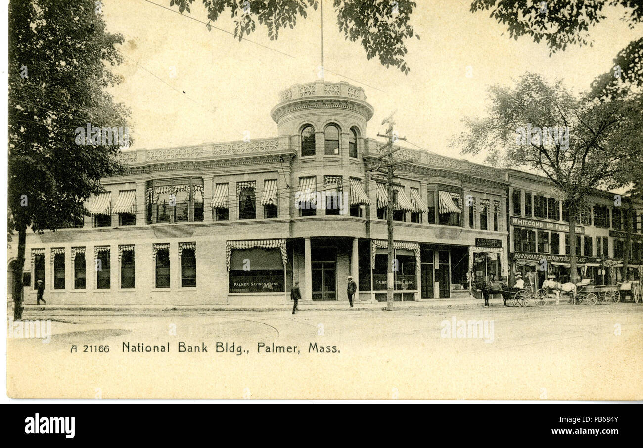 Bâtiment de la Banque nationale 1082 Carte postale - Palmer, MA Banque D'Images