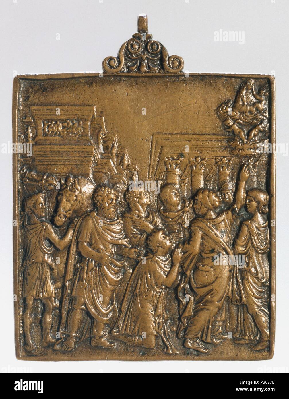 Auguste et la Sibylle Tiburtine. Culture : l'italien. Dimensions : 2 3/4 x 2 1/2 in. (7 x 6,4 cm). Bouilloire : Cristoforo Caradosso (Caradosso Foppa) (avant 1475-1526/7). Date : le 16ème siècle. Musée : Metropolitan Museum of Art, New York, USA. Banque D'Images