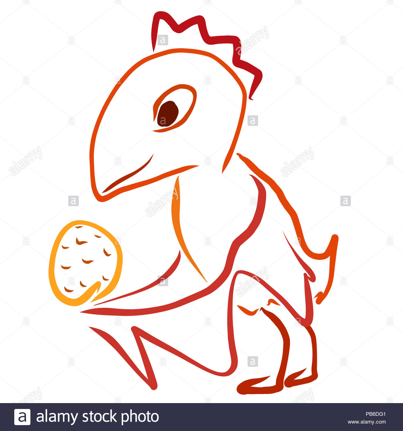 Drôle De Dinosaure Oiseau Regarde Avec Amour Sur Lœuf Avec