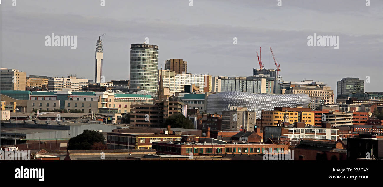 Birmingham City Centre Vue Panoramique vue sur l'horizon, West Midlands, England, UK, du sud de la ville Banque D'Images