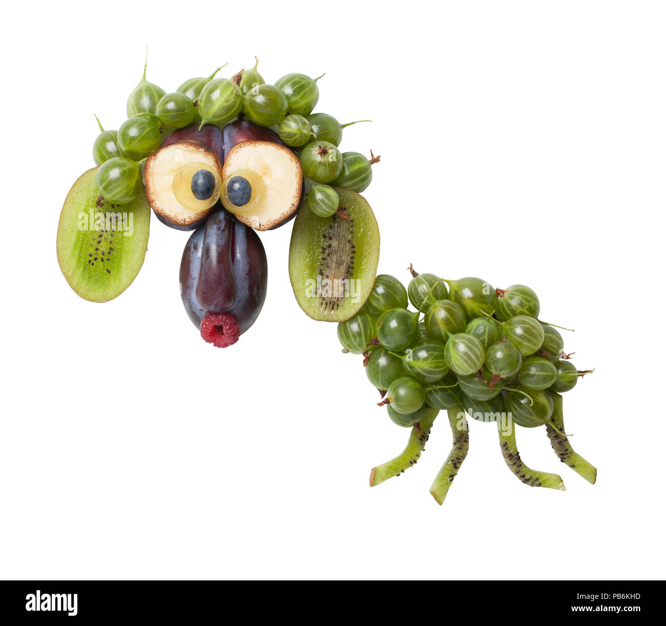 Mouton incroyable faite avec des groseilles, de prune et de kiwi Banque D'Images