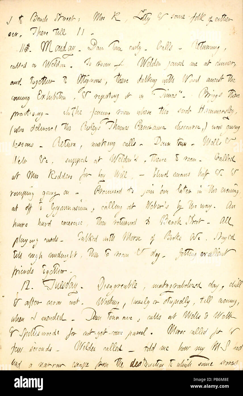 1736 Thomas Butler Gunn Diaries- Volume 5, page 182, 10-12 avril 1853 Banque D'Images