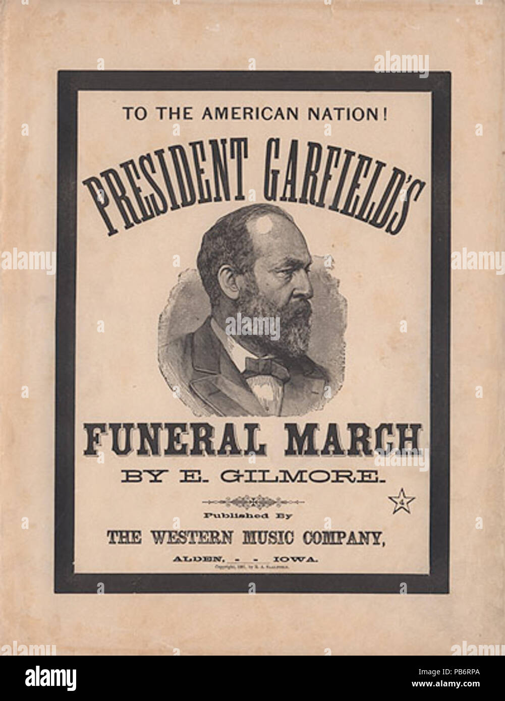1314 SheetMusicCoverPrezGarfieldsFuneralMarch1881 Banque D'Images
