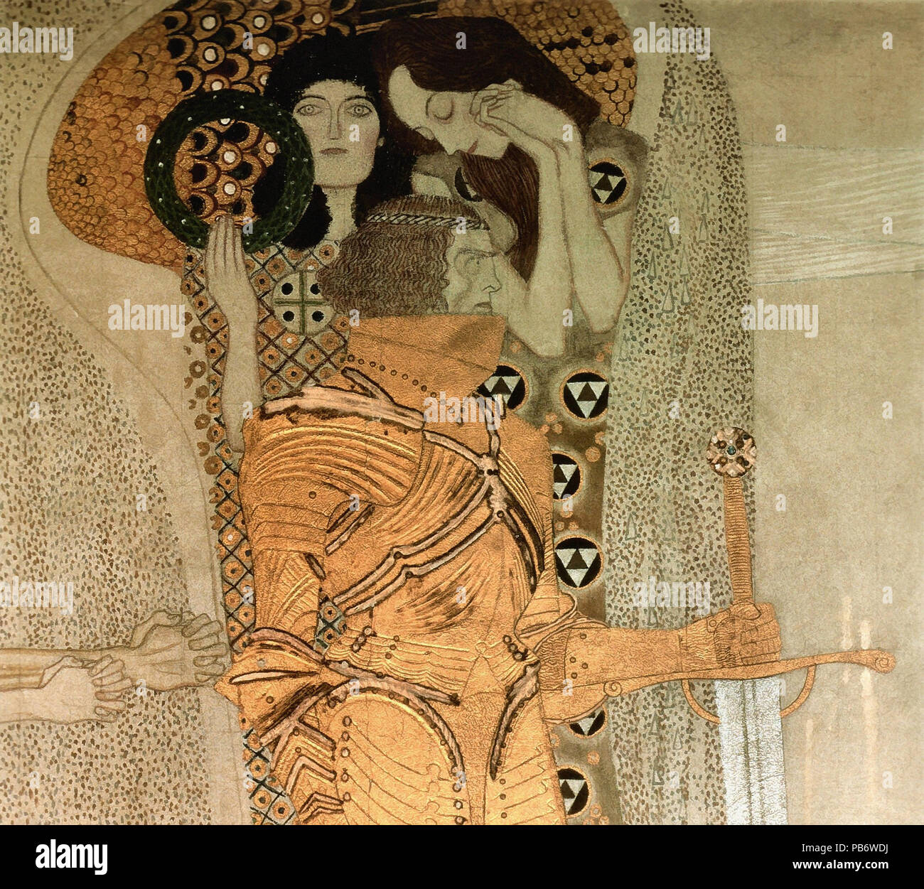 Gustave Klimt - Beethoven Frieze 1 La Quête de bonheur 2 Banque D'Images