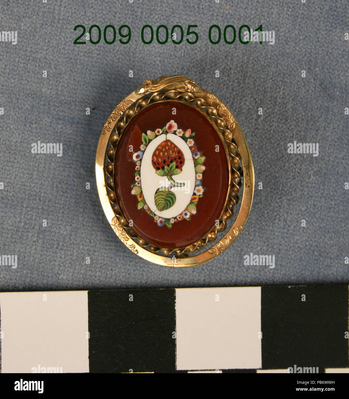 1146 Broche de deuil ovale encadrée dans l'or Banque D'Images