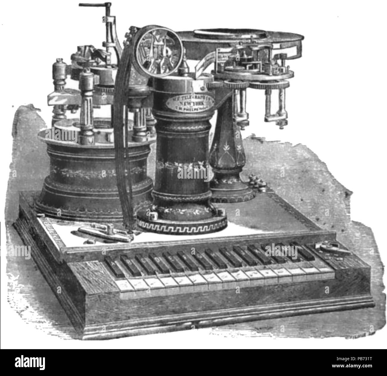 1186 Phelps Impression moteur électro-Telegraph Banque D'Images