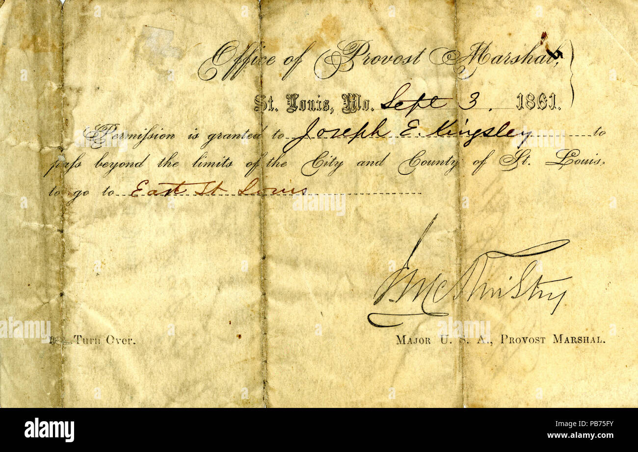 1044 col militaire de Joseph E. Kingsley, le 3 septembre 1861 Banque D'Images