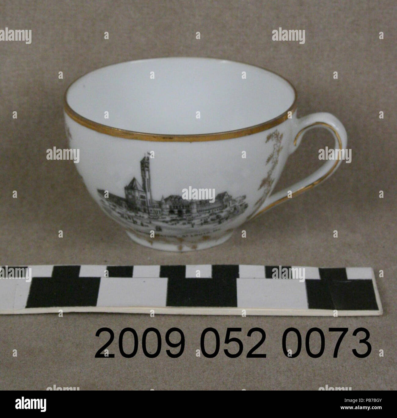 Tasse en céramique Blanc 1850 noir avec droit de transfert de la gare Union à St Louis Banque D'Images