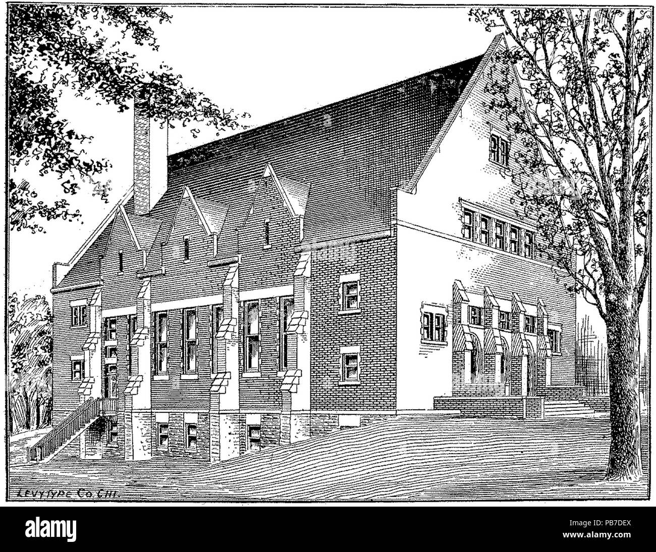 1054 Monmouth College Auditorium (gravure, 1897) Banque D'Images