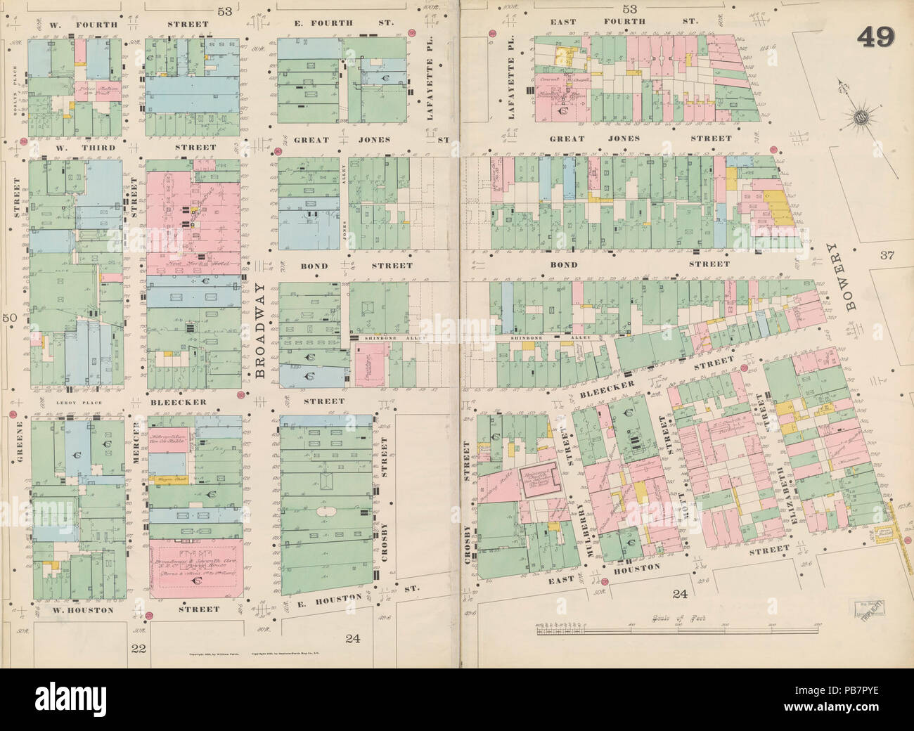 1288 Sanborn Manhattan C. 3 49 Plaque (entier) publ. 1895 Banque D'Images