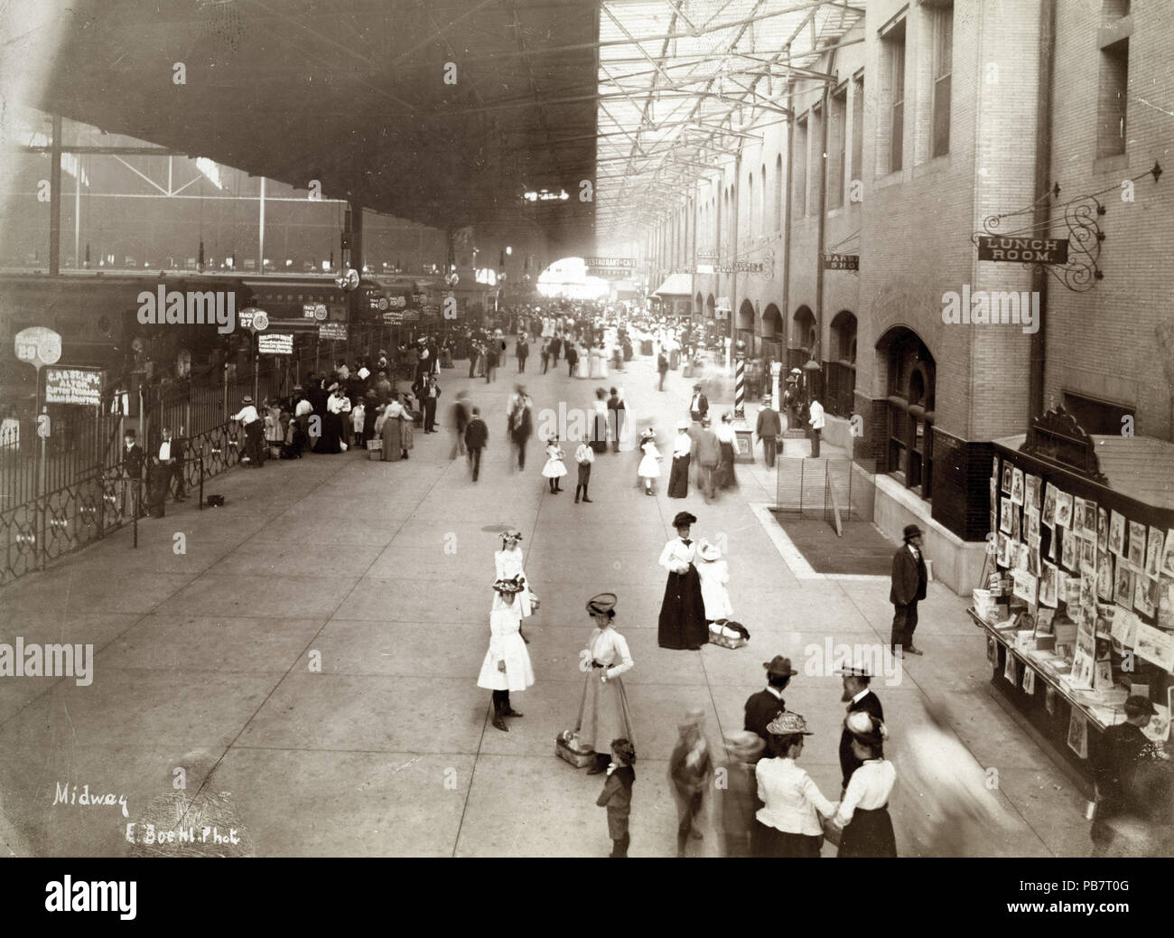 1790 La gare Union. Dix-huitième Street et Market Street. Avis de Midway. Gare sur la droite, et l'entrée à la tête de maison à gauche Banque D'Images