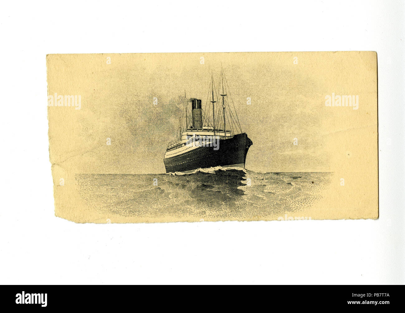 1301 Déchets de papeterie papier à en-tête de R. M. S Carpathia avec une petite gravure de navire, ca. 1912 Banque D'Images
