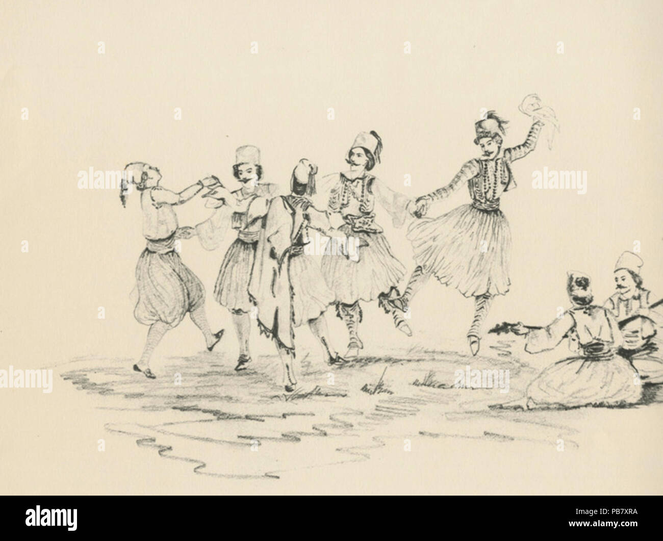 1159 Palikars danser dans l'air libre - Peytier Eugène - 1828-1836 Banque D'Images