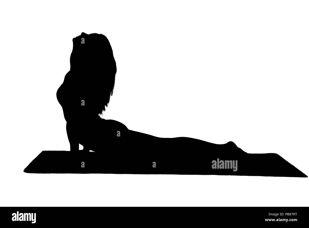 Bhujangasana cobra - posture yoga position dans la silhouette studio sur fond blanc. Position du chien tête en bas. Banque D'Images