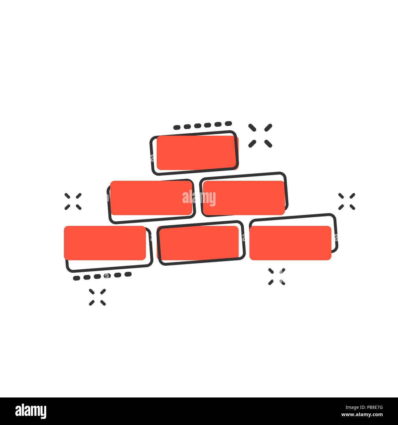 Vector cartoon mur brique icône dans le style comique. Affiche murale ...