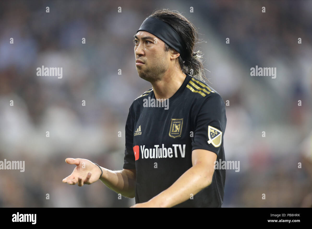 Los Angeles, CA, USA. 26 juillet, 2018. Le milieu de terrain du FC Los Angeles Lee Nguyen # 24 au cours de la Los Angeles Club de Football vs LA Galaxy au banc de stade de la Californie à Los Angeles, CA le 26 juillet 2018. Jevone Moore : csm Crédit/Alamy Live News Banque D'Images