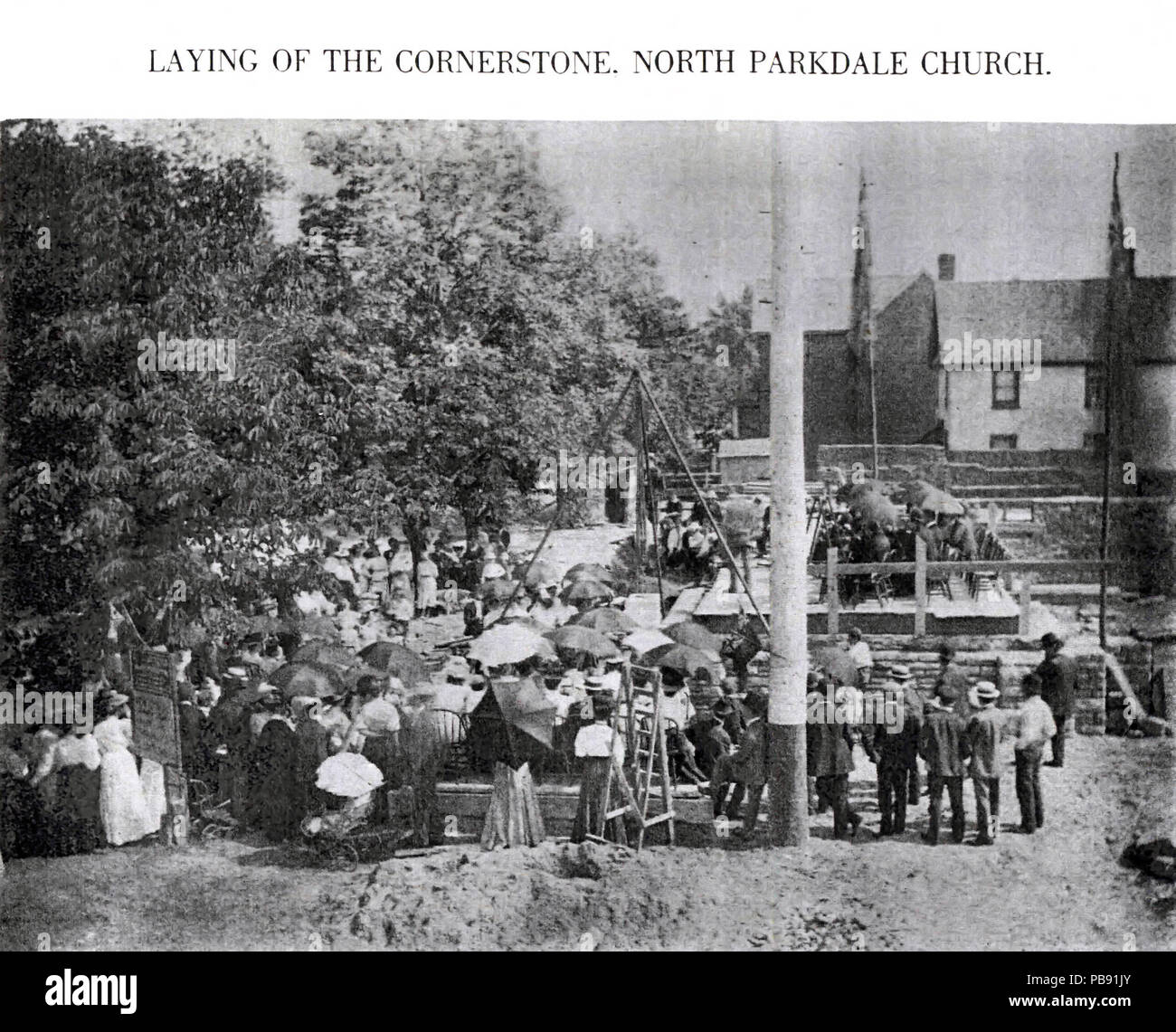 888 Pose de la pierre angulaire du Nord - Église méthodiste Parkdale, Toronto - 1908 Banque D'Images