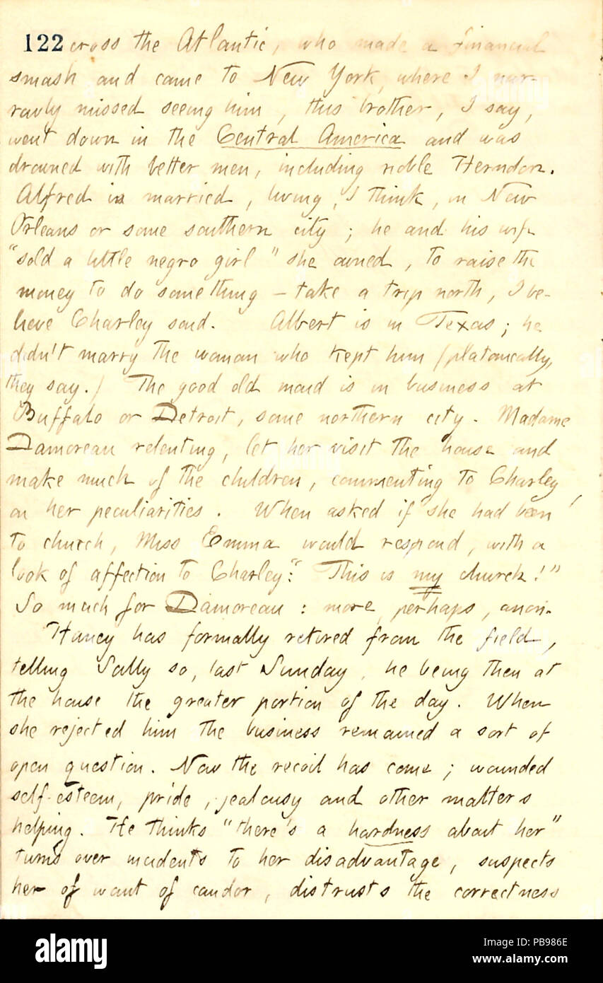 1722 Thomas Butler Gunn Diaries- Volume 11, page 130, novembre 13, 1859 Banque D'Images