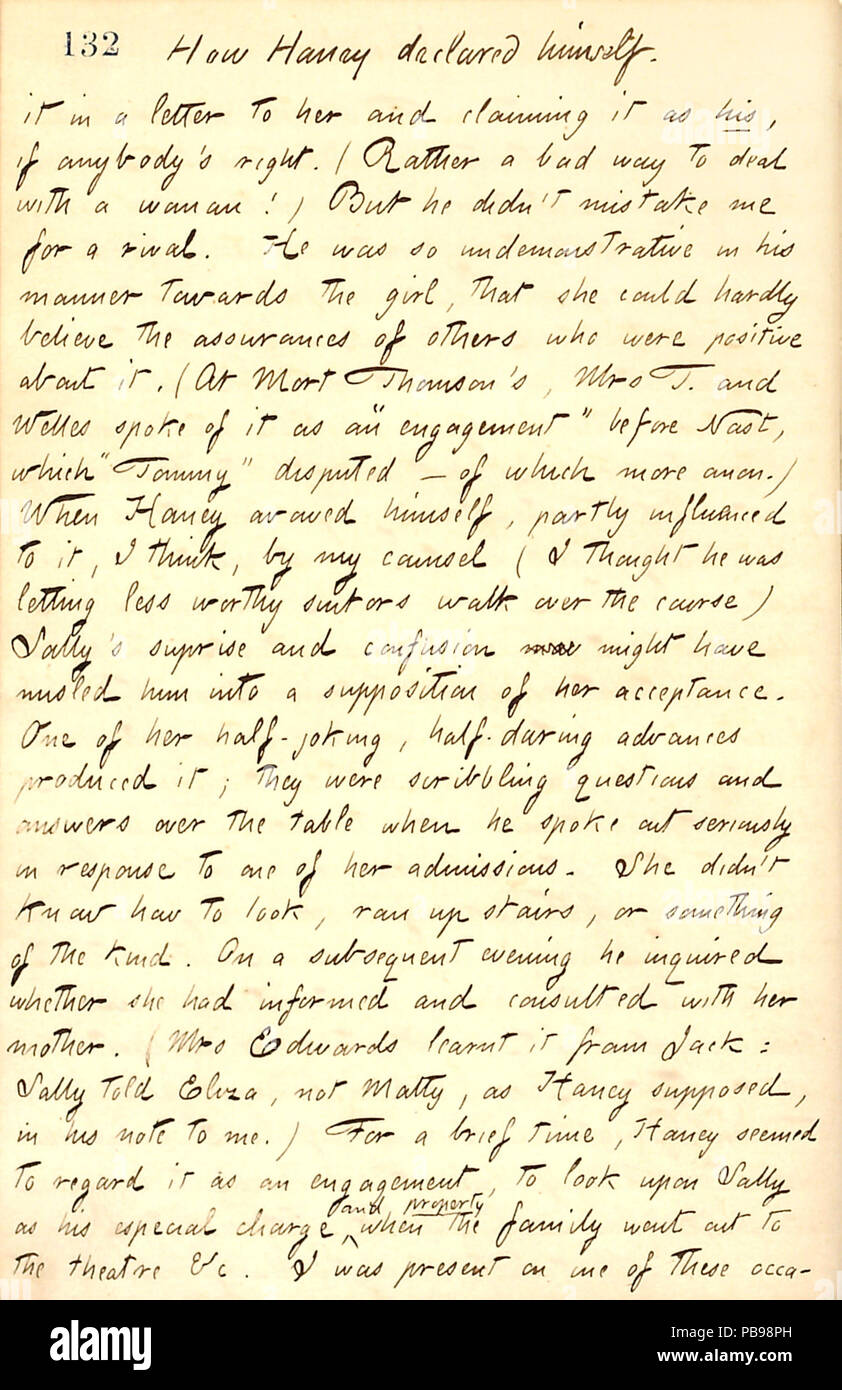 1723 Thomas Butler Gunn Diaries- Volume 13, page 145, Août 10, 1860 Banque D'Images