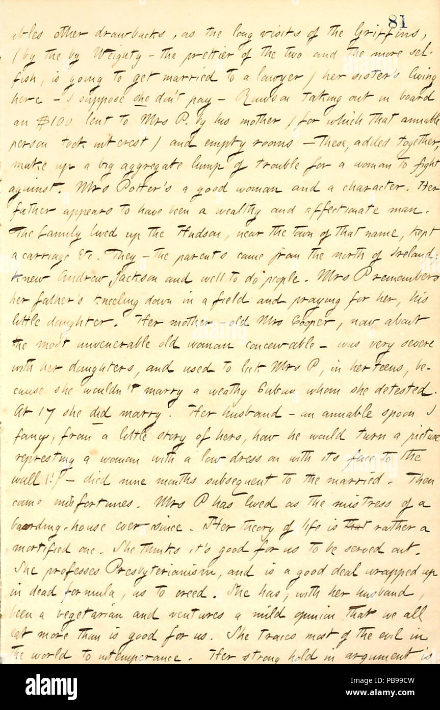 1741 Thomas Butler Gunn Diaries- Volume 9, page 97, Mars 11, 1858 Banque D'Images
