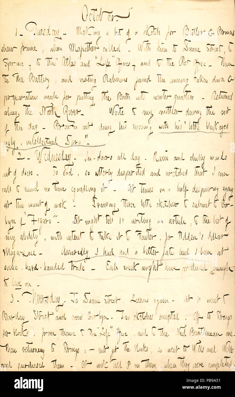 1720 Thomas Butler Gunn Diaries- Volume 1, page 174, 1-3 octobre 1850 Banque D'Images