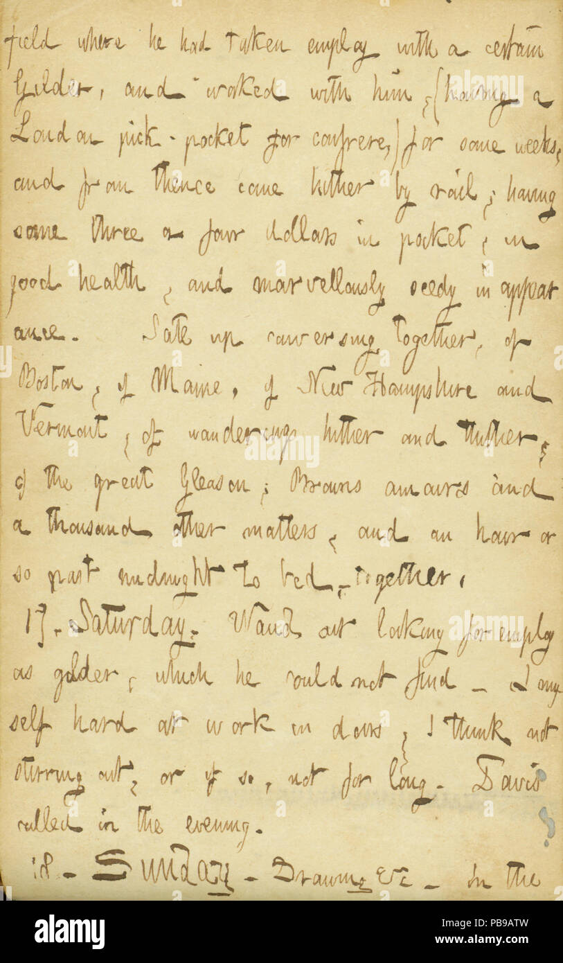 1734 Thomas Butler Gunn Diaries- Volume 4, page 14, du 16 au 18 janvier 1852 Banque D'Images