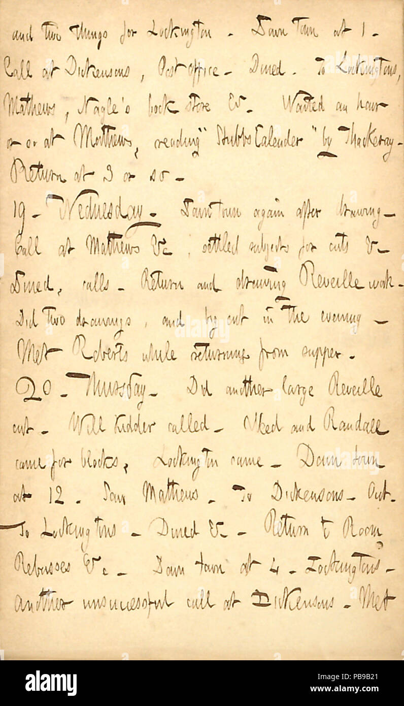 1734 Thomas Butler Gunn Diaries- Volume 4, page 120, du 18 au 20 mai 1852 Banque D'Images